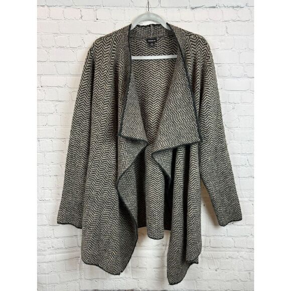 TORRID cozy black gray chevron zigzag open front waterfall cardigan sweater 4 4X - Picture 1 of 7